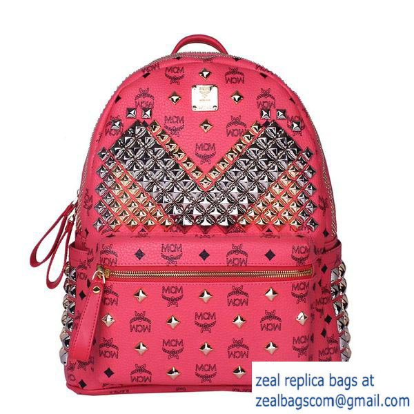 High Quality Replica Hot Sale MCM Medium Stark Front Studs Backpack MC4237 Red - Click Image to Close